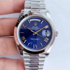CLASSIC 41MM STAINLESS STEEL BLUE DIAL DAY-DATE WATCH