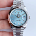CLASSIC 41MM STAINLESS STEEL ICE BLUE DIAL DAY-DATE WATCH