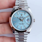CLASSIC 41MM STAINLESS STEEL ICE BLUE DIAL DAY-DATE WATCH