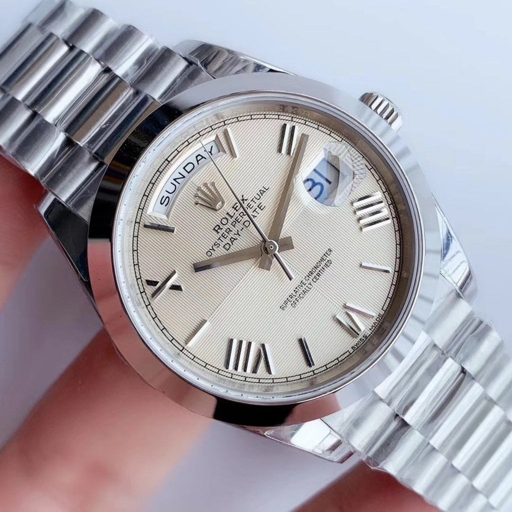 CLASSIC 41MM STAINLESS STEEL CREAM DIAL DAY-DATE WATCH
