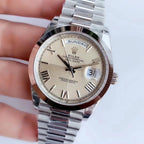 CLASSIC 41MM STAINLESS STEEL CREAM DIAL DAY-DATE WATCH