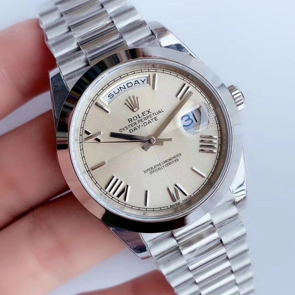 CLASSIC 41MM STAINLESS STEEL CREAM DIAL DAY-DATE WATCH