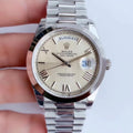 CLASSIC 41MM STAINLESS STEEL CREAM DIAL DAY-DATE WATCH