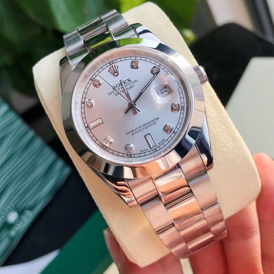 CLASSIC 41MM SMOOTH BEZEL STAINLESS STEEL DIAMOND NUMERAL WATCH