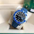 CLASSIC DATE 41MM BLUE BEZEL BLACK DIAL RUBBER STRAP DIVE WATCH