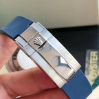 CLASSIC DATE 41MM BLUE BEZEL BLACK DIAL RUBBER STRAP DIVE WATCH