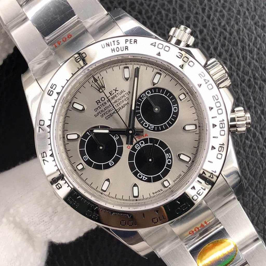 CLASSIC STAINLESS STEEL GREY RACING DIAL CHRONOGRAPH WATCH