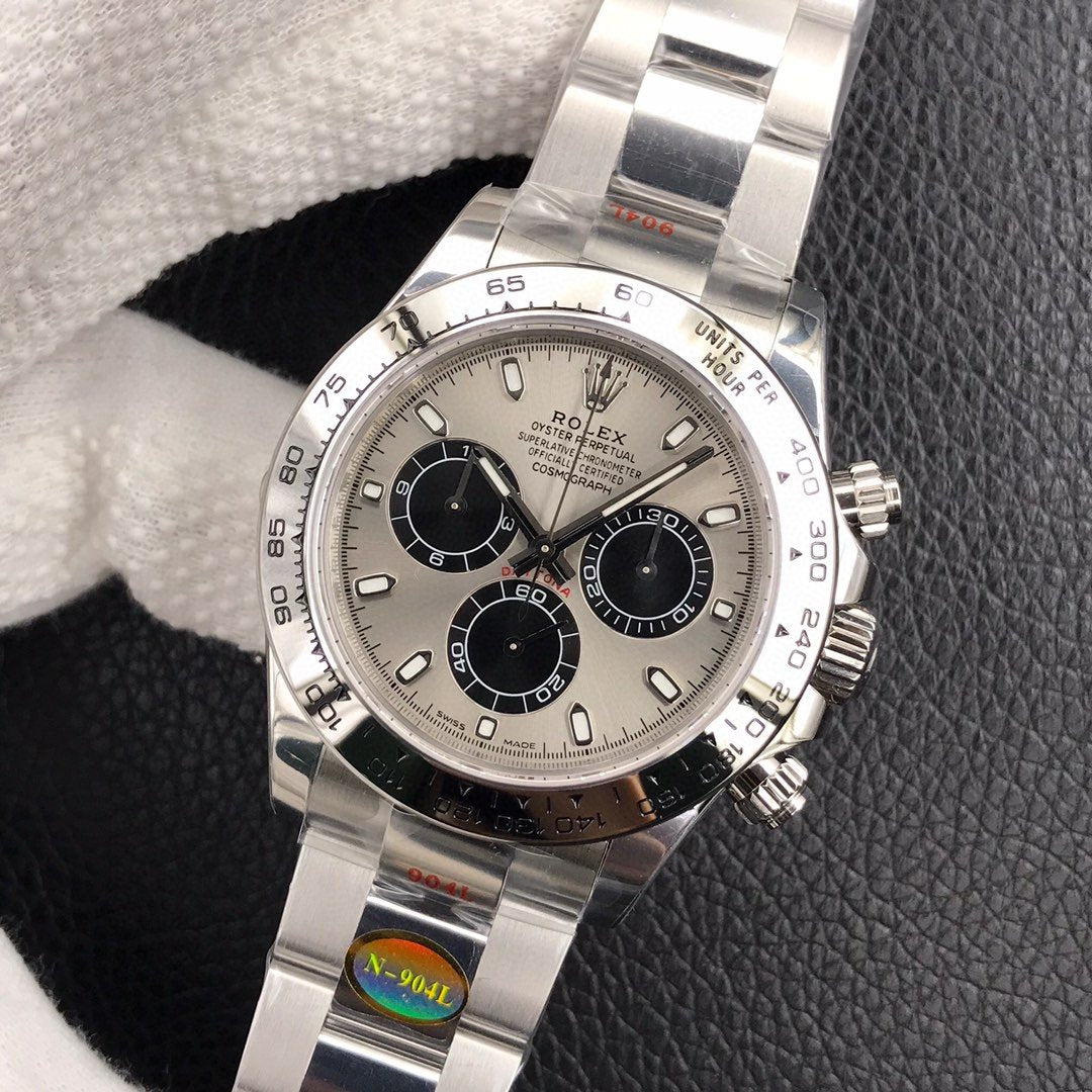 CLASSIC STAINLESS STEEL GREY RACING DIAL CHRONOGRAPH WATCH