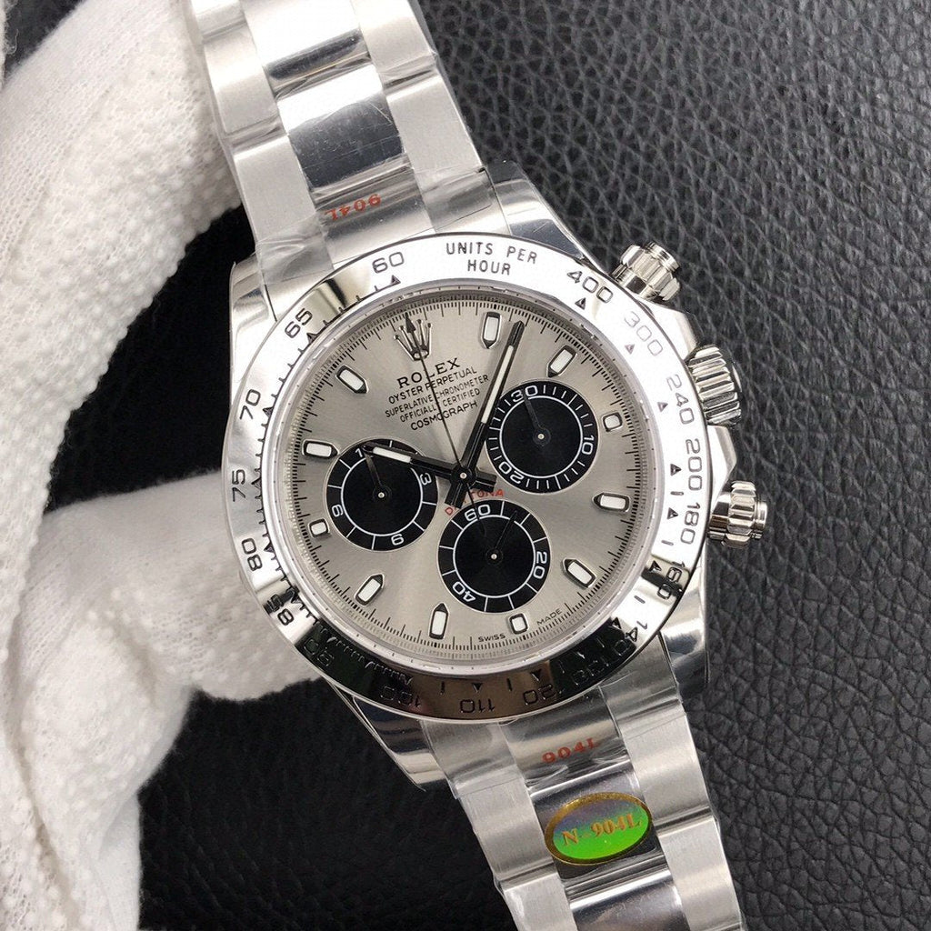 CLASSIC STAINLESS STEEL GREY RACING DIAL CHRONOGRAPH WATCH
