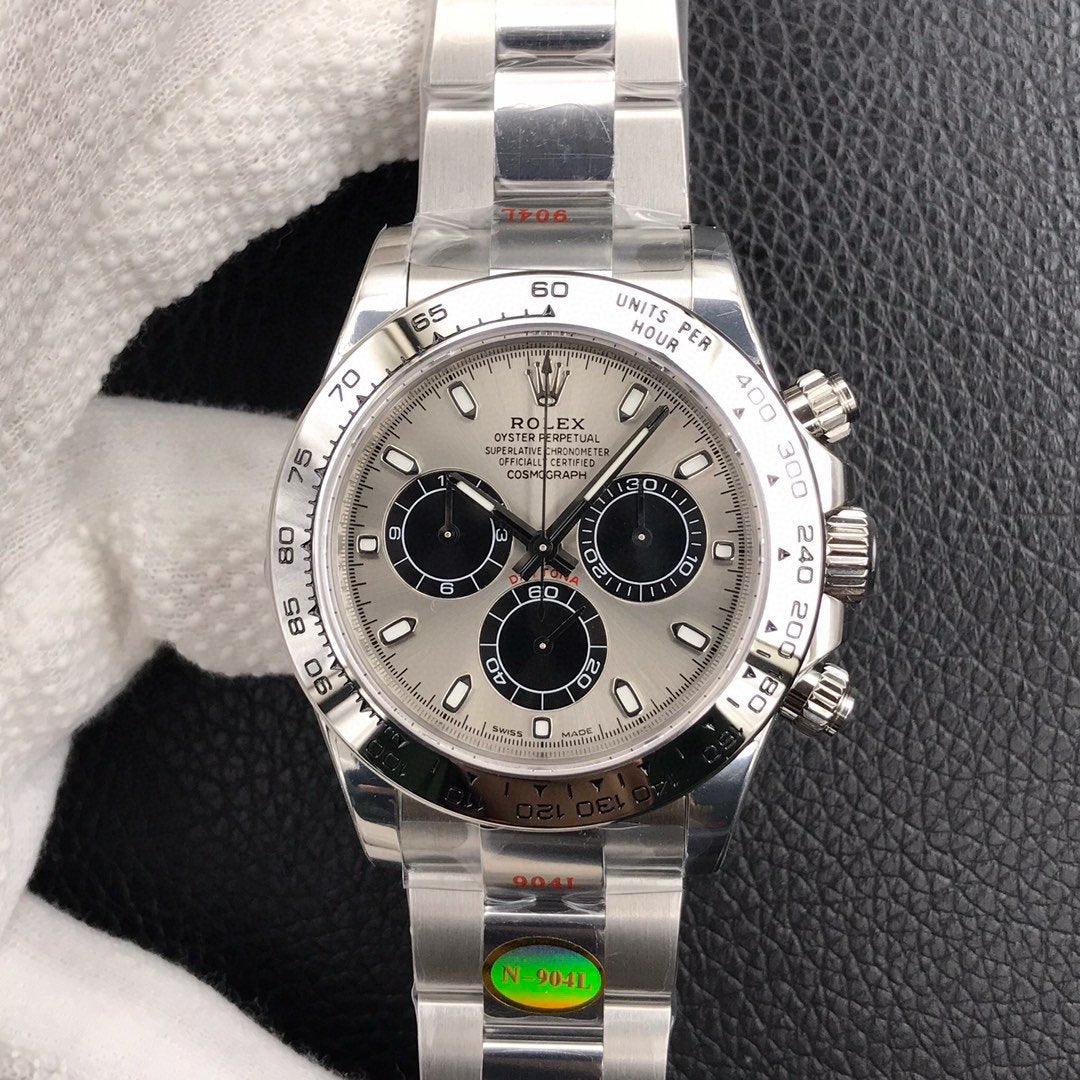 CLASSIC STAINLESS STEEL GREY RACING DIAL CHRONOGRAPH WATCH