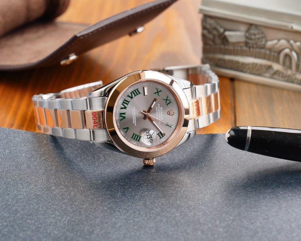 CLASSIC 41MM SMOOTH BEZEL GREY ROMAN NUMERAL DIAL WATCH