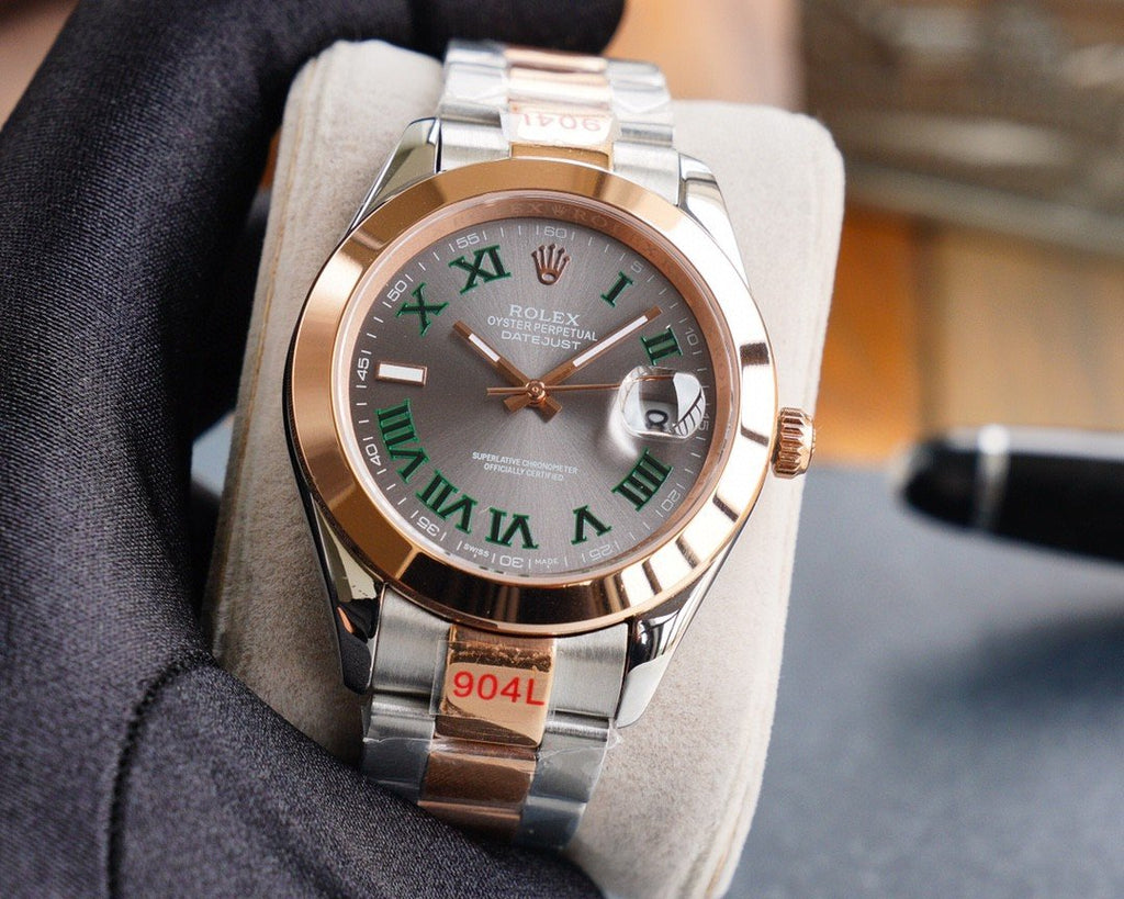 CLASSIC 41MM SMOOTH BEZEL GREY ROMAN NUMERAL DIAL WATCH