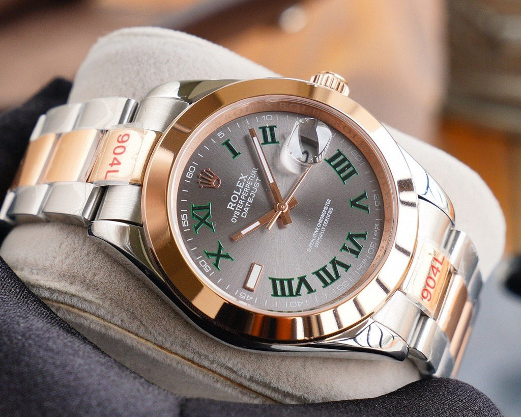 CLASSIC 41MM SMOOTH BEZEL GREY ROMAN NUMERAL DIAL WATCH