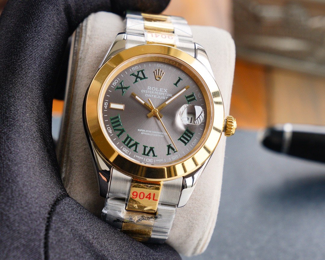 CLASSIC 41MM SMOOTH BEZEL GREY ROMAN NUMERAL DIAL WATCH