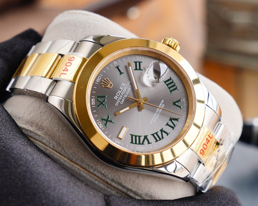 CLASSIC 41MM SMOOTH BEZEL GREY ROMAN NUMERAL DIAL WATCH