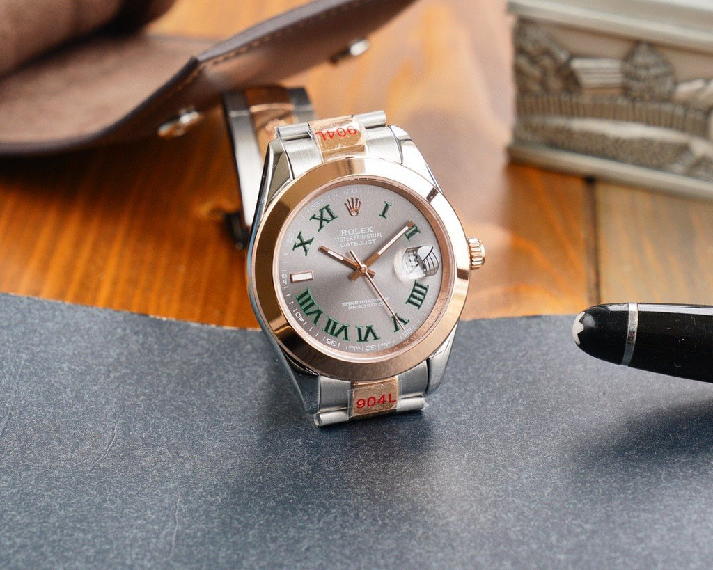 CLASSIC 41MM SMOOTH BEZEL GREY ROMAN NUMERAL DIAL WATCH