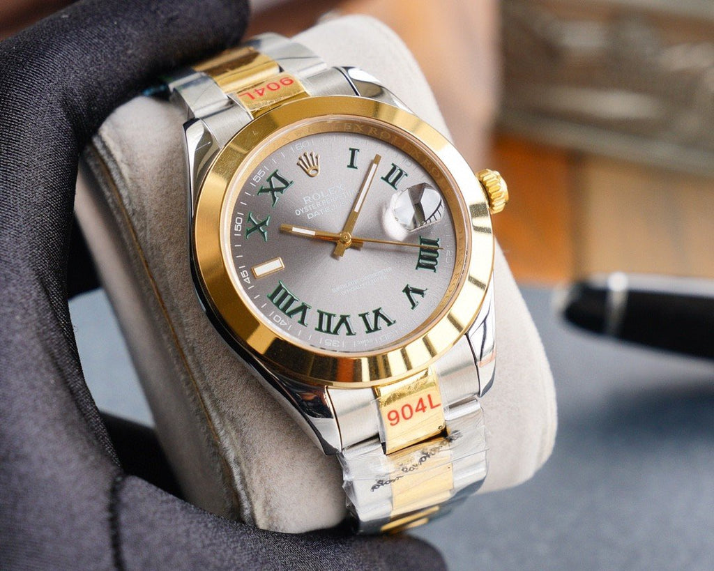 CLASSIC 41MM SMOOTH BEZEL GREY ROMAN NUMERAL DIAL WATCH