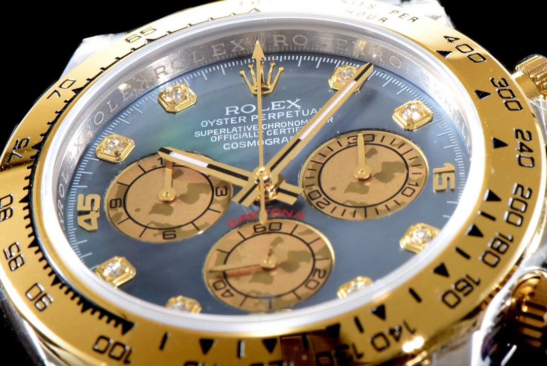 CLASSIC GOLD-TONE STEEL MOP DIAL DIAMOND NUMERAL WATCH