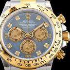 CLASSIC GOLD-TONE STEEL MOP DIAL DIAMOND NUMERAL WATCH