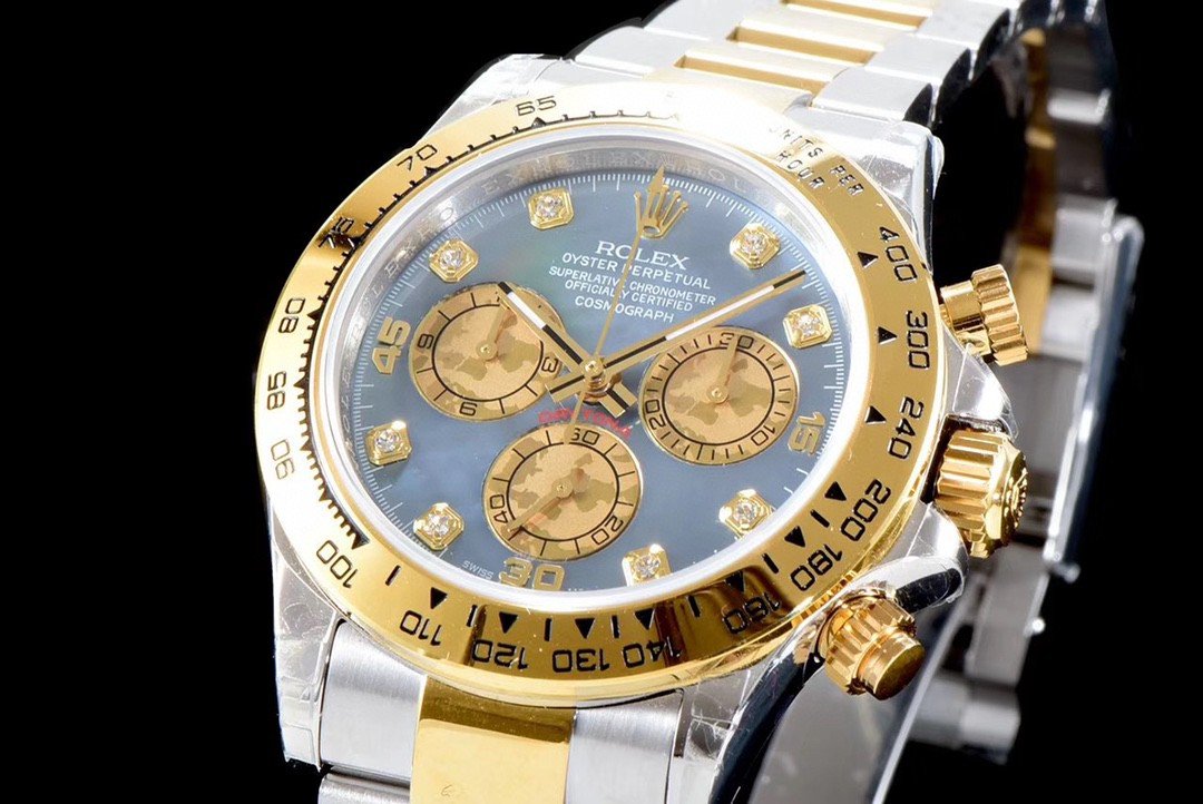 CLASSIC GOLD-TONE STEEL MOP DIAL DIAMOND NUMERAL WATCH