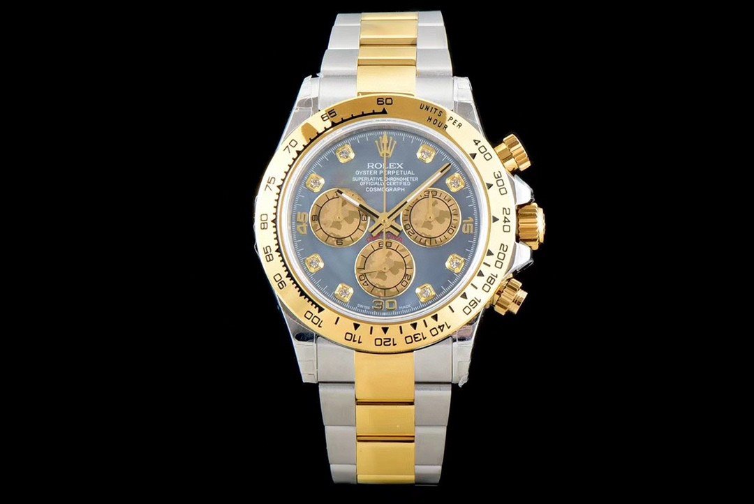 CLASSIC GOLD-TONE STEEL MOP DIAL DIAMOND NUMERAL WATCH