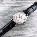 CLASSIC AUTOMATIC STAINLESS STEEL LEATHER STRAP WATCH