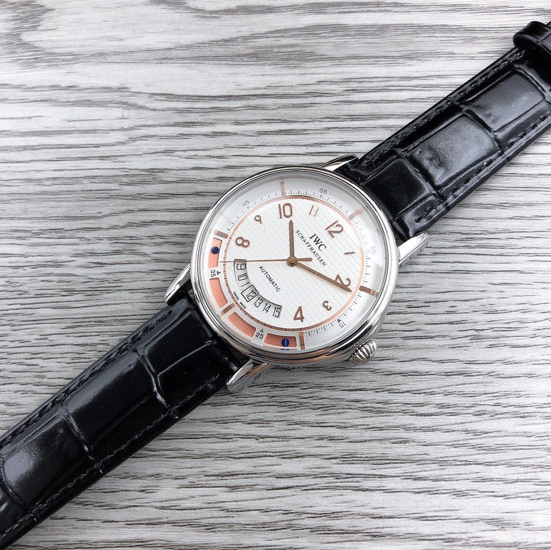CLASSIC AUTOMATIC STAINLESS STEEL LEATHER STRAP WATCH
