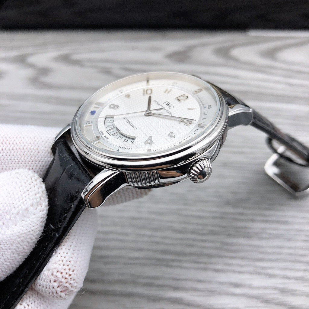 CLASSIC AUTOMATIC STAINLESS STEEL LEATHER STRAP WATCH