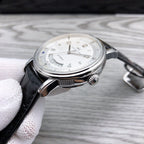 CLASSIC AUTOMATIC STAINLESS STEEL LEATHER STRAP WATCH