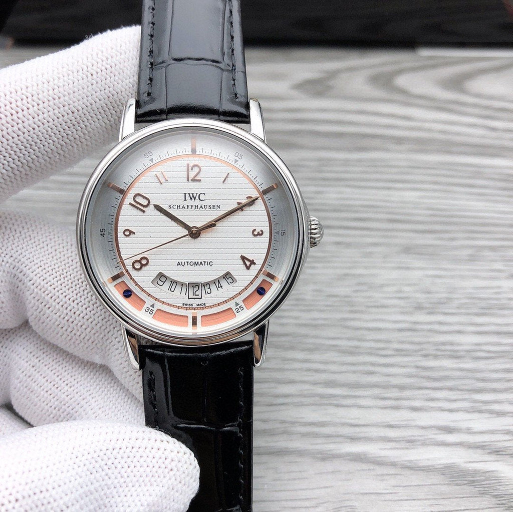 CLASSIC AUTOMATIC STAINLESS STEEL LEATHER STRAP WATCH