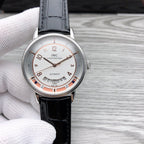 CLASSIC AUTOMATIC STAINLESS STEEL LEATHER STRAP WATCH
