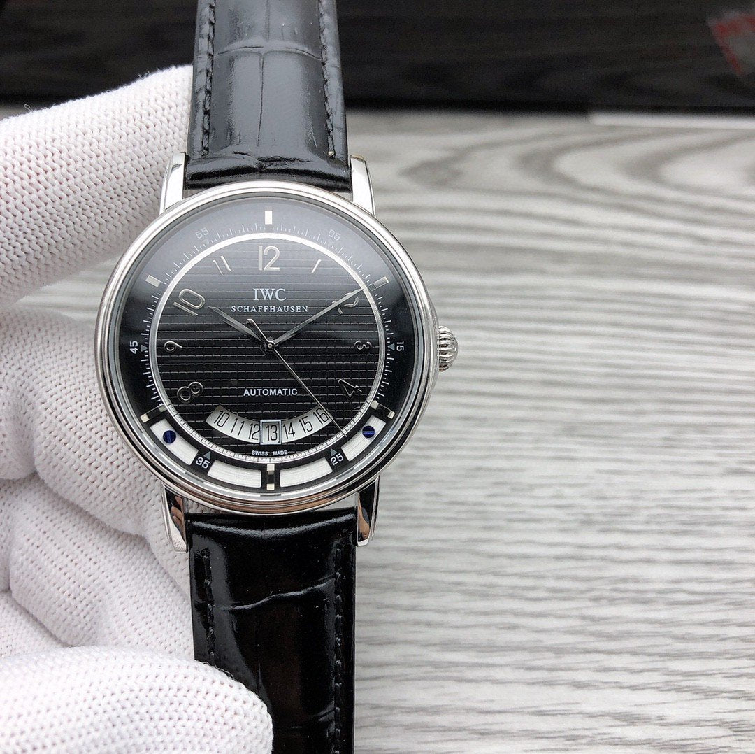 CLASSIC AUTOMATIC STAINLESS STEEL LEATHER STRAP WATCH