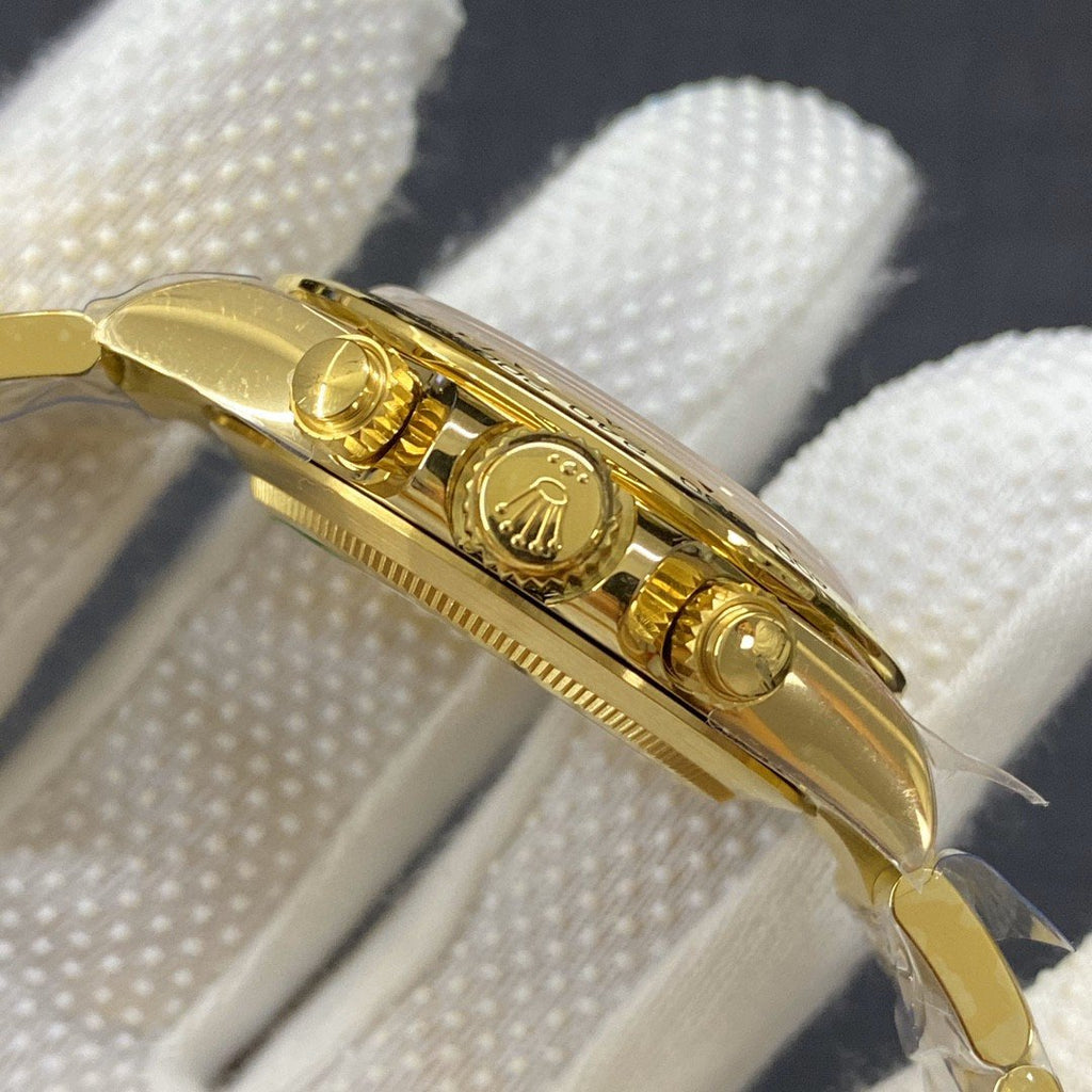 CLASSIC YELLOW GOLD-TONE CASE GREEN DIAL CHRONOGRAPH WATCH